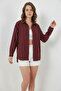 Women's Oversize Striped Viscose Claret Red Shirt - 3