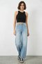 Women's High Waist Denim Wide Leg Light Blue Palazzo Trousers - 6