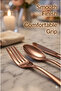 Premium Rose Golden Plastic Cutlery Set, 120 Pieces Flatware Collection Includes 40 Spoons, 40 Forks and 40 Knives, Reusable Dining Tableware for Home Kitchen and Serving (120, Rose Gold) - 7