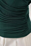 Women's Wrap Collar Gathered Emerald Green Blouse - 6
