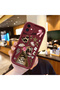 iPhone 11 Compatible Case Camera Protector Claret Red Silicone Couple Phone Case with Leopard Pattern
