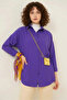 Women's Oversize Cut Basic Cotton Purple Hijab Shirt