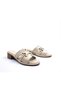 Genuine Leather Soft Leather Soft Sole Women's 4 cm Low Heel Beige Color Stylish Comfort Slippers - 3