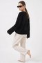 Women's Round Neck Soft Textured Knitwear Black Sweater - 6
