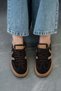 Signa women's lace-up genuine suede leather sports shoes coffee brown - 2