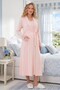New Season Women's Powder Shawl Collar Lace Detailed Nursing-Friendly Long Sleeve Special Design Maternity Nightgown Set