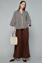 Striped Shirt with Spread Collar and 3/4 Sleeves - 2