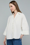 Solid Shirt with Spread Collar and 3/4 Sleeves - 2
