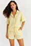 Yellow Linen Shirt Shorts Set