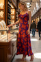 Women's Flounced V-Neck Thin Straps Floral Pattern Woven Beach Maxi Dress Unlined Daily Casual Modern