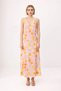 Women Sleeveless Halter Neck Floral Pattern Maxi Woven Dress Lined Shift Cut Satin Fabric Daily Casual - 4