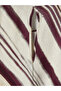Plum Striped Asymmetrical Cut Linen Blend Blouse - 5