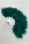 Large Size Emerald Green Feathered Bridal Fan, Wedding Henna Bridesmaid Bride Circumcision Gift, 1 Piece 30X50Cm - 2