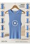 Ribbed Transparent Tank Top Women's Crew Neck Flexible Summer Basic Tank Top - 3