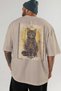For the Love of Cats 97 Cat Printed Beige Oversize T-Shirt 100% Cotton Unisex Cat Lover Premium Design - 5