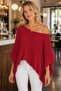Women's Asymmetrical Cut Transparent Soft Textured Cotton Lightweight Burgundy Knitwear Cape Poncho - 4