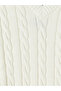 Xside Ecru V-Neck Hair Knit Patterned Men's Knitwear Sweater - 7