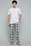 Plaid Lounge Pants with Drawstring Waist - 2