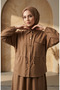 Waist-Tied Buttoned Tunic Skirt Double Set 0318-01 Milk Coffee - 3