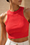 Women's Red Corded Crop Tank Top