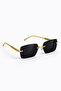 Men's Black Rectangular Sunglasses, Uv Protection, Retro Vintage Design, Stylish Premium Glasses with Gold Detail - 2