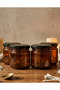 4 Pcs Amber Empty Glass Decorative Cream Candle Spice Jar with Black Metal Lid 4X300Cc