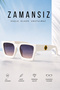 Unisex White Body Gradient Glass Gold Handle and Frame Detail Sunglasses - 2