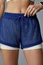 Women's Tights Mesh Sports Shorts Navy Blue-Ecru