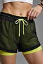 Women's tights mesh sports shorts black-pistachio green