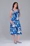 Women's Blue and White Abstract Pattern Strappy Plus Size Dress - 4