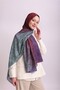 Ahenk Gradient Patterned Double-Sided Shawl - Burgundy Turquoise Purple - 3