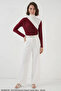 Women's Turtleneck Gathered Burgundy Blouse - 5