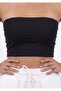 بلوزة نسائية سوداء بدون أكتاف من نوع Diver Strapless Bustier Crop - 8