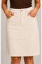 Women's Beige Cream Denim Skirt High Waist Midi Length Denim Lycra Back Slit Denim Skirt Premium - 2