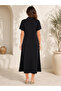 Women's V-Neck Relaxed Fit Midi Length Viscose Two-Thread Dress - 3