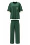 Green Viscose Two Strap Bands Oversize Pants Suit - 5
