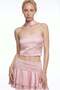 Choker Detailed Satin Strapless Crop Bustier - Powder