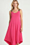 Ethnic Patterned Asymmetrical Viscose Dress Lrn0047 Dark Pink - 5