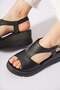 Hunas Direkli Genuine Leather Women's Sandals Black Skin - 4