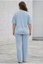 Women's Plus Size Short Sleeve Knitted Floral Detailed Tracksuit Set 8258-26 - 3