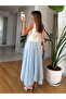 Blue Crinkled Elastic Waist Midi Skirt - De261022 - 3