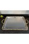 Rose Frame Tea Tray with Handles Silver-Gold - Cast 44 cm Rectangular for 6 People (Tray Only) - 3