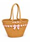 Ribbon Detailed Wide Beach Straw Women's Shoulder Bag Debra Powder - 4