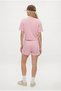 Women's Molly 100% Cotton Elastic Waist Shorts Crop T-Shirt Knitted Pink Bottom Top Set - 5