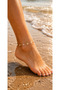 Sea Shell Figured Stone Detailed Anklet Bracelet with Adjustable Chain Design - 3