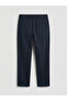 Navy Blue Standard Fit Gabardine Men's Pleated Trousers - 6