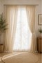 2-Edge Ruffled Vintage Cream Linen Single Wing Backdrop Curtain - Corniced, French Country Style, 100% Natural, with Lacing Gift - 5