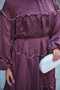 Women's Thin Stripe Detailed Waist Tie Tulle Dress Burgundy - 5