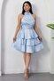 Halter Neck Layered Satin Dress Drp565 - 5