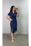 Women's Polo Collar Double Slit Detail Modal Fabric Midi Length Dress - 4